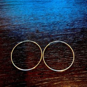 Silver 2-in thin hoop pierced earrings